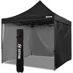 OUTFINE Canopy 10x10 Pop Up Commercial Canopy Tent with 3 Side Walls Instant Shade, Bonus Upgrade Roller Bag, 4 Weight Bags, Stakes and Ropes (White, 10 * 10FT)