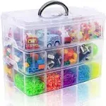 SGHUO 3-Tier Stackable Storage Container Box Bead Organizers and Storage for Craft Storage, Kids Toys, Art Crafts, Jewelry, Beauty Supplies, Sewing Storage