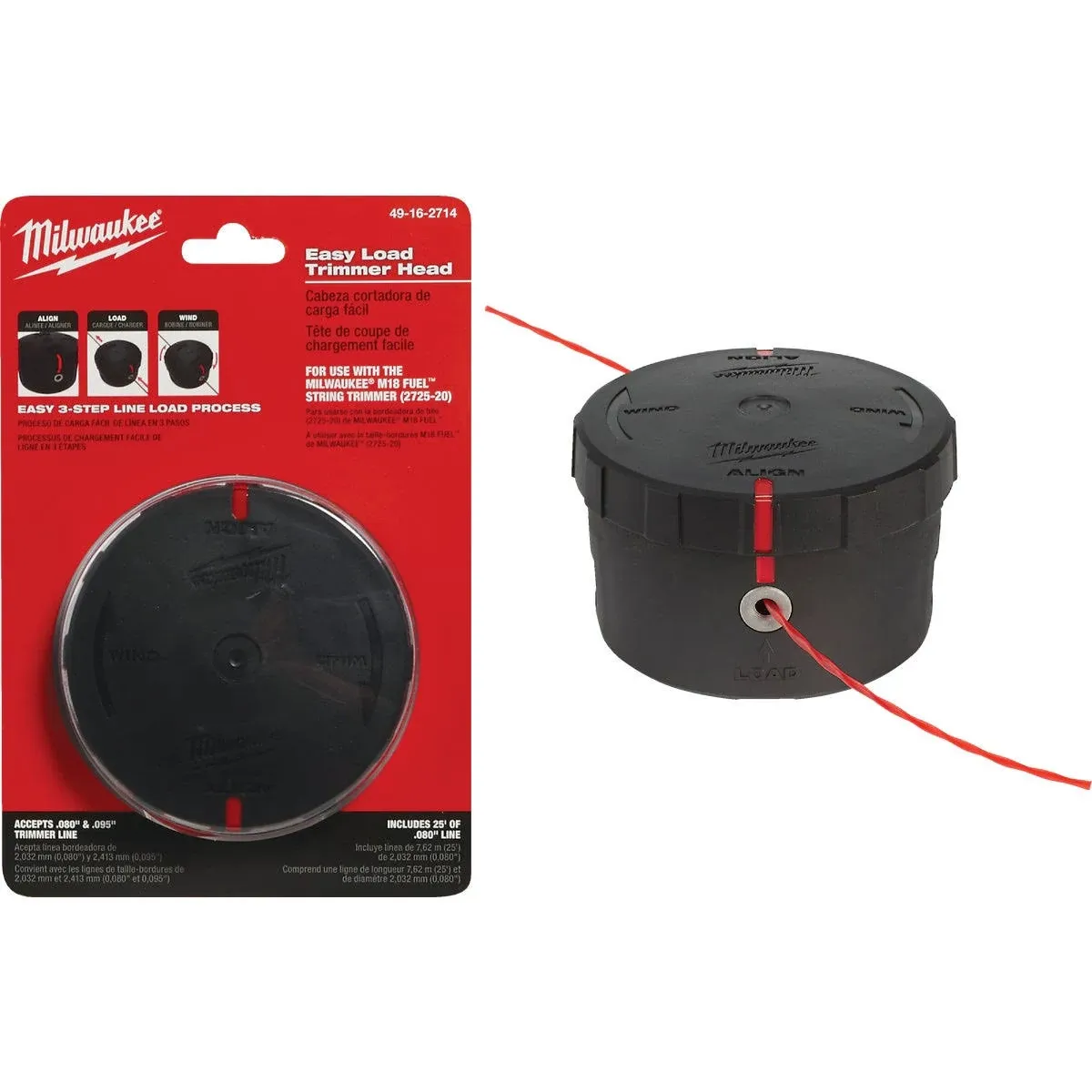 Milwaukee Tool - 49-16-2748 - MILWAUKEE String Trimmer Head: High Density Polyethlyene, 4.25 in Dia, 4 1/4 in Overall Lg