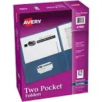 Avery Two-Pocket Folder, 40-Sheet Capacity, Dark Blue, 25/Box