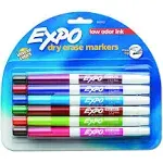 EXPO Low-Odor Dry-Erase Marker, Fine Point, 12-Pack, Assorted Colors