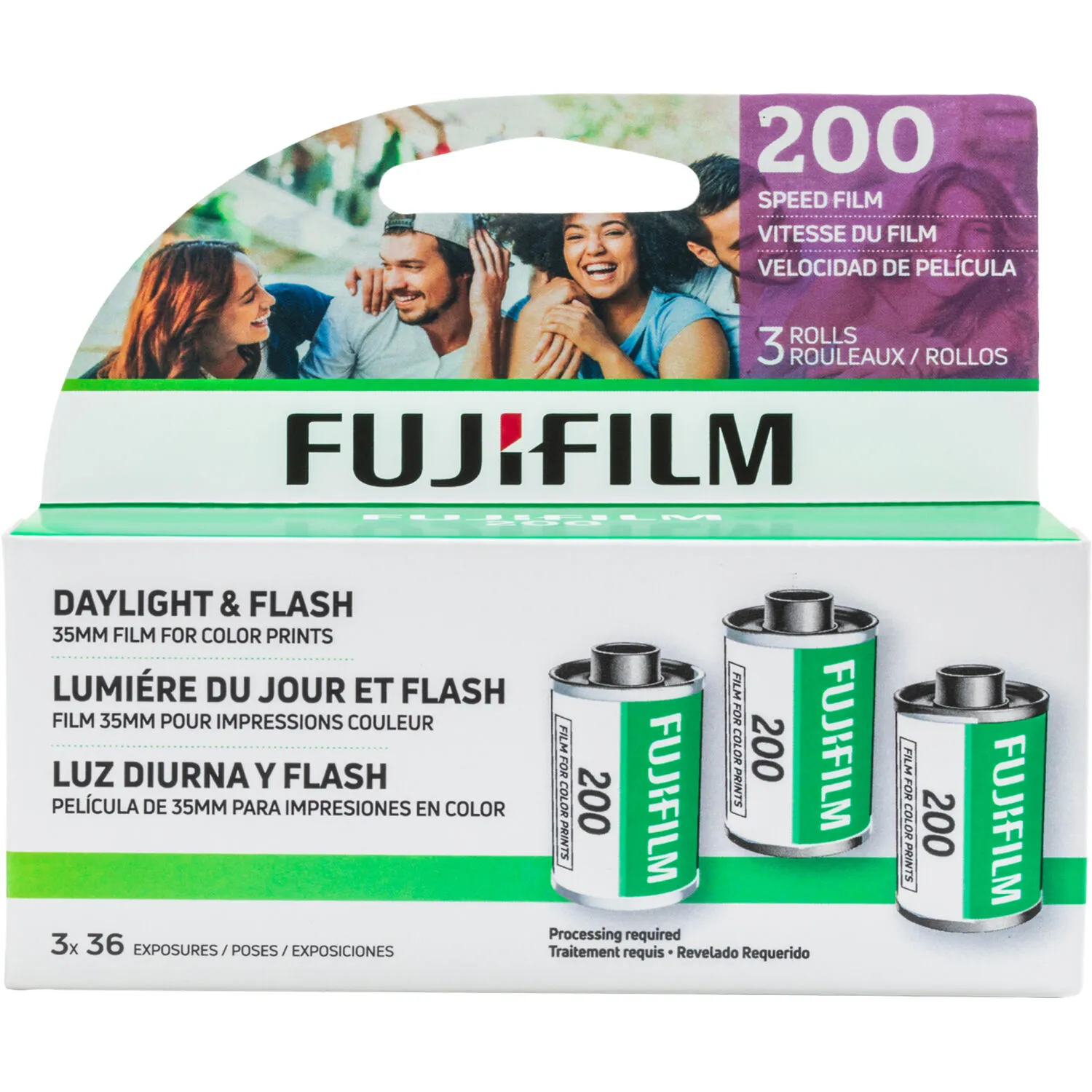 Fujifilm Fujicolor 200 Película Negativa de Color para Cámara ISO 200, Película de Rollo de 35 Mm, 36 Exposiciones, Paquete de 3