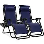 Best Choice Products SKY3245 Set of 2 Zero Gravity Lounge Chair for Patio, Navy