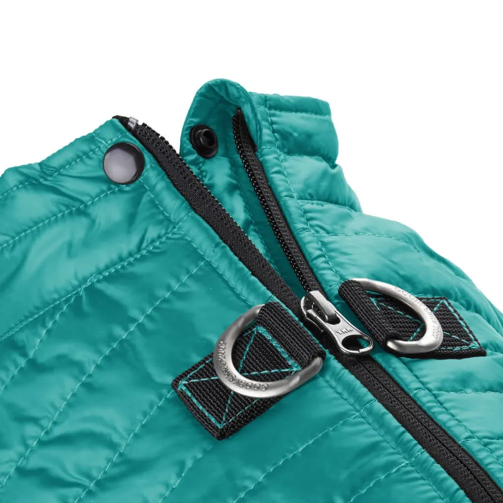 Gooby Puffer Vest Dog Jacket - Turquoise, Large - Ultra Thin Zip Up Wind Breaker ...