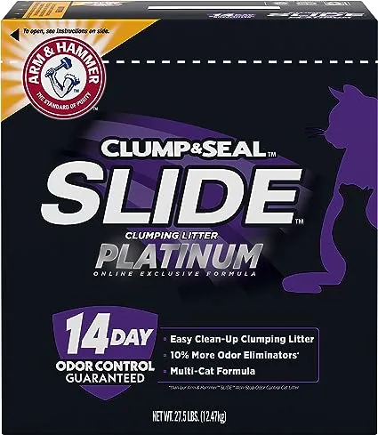 Arm & Hammer Slide Platinum Multi-Cat Easy Clean-Up Clumping Cat Litter, 14 Days of Odor Control 27.5 lb