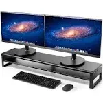 Vaydeer 2 Tiers Dual Monitor Stand USB 3.0 Aluminum Monitor Riser Strong & Sturdy Suitable for Computer,PC Monitor, Laptop, TV, Printer Metal Desk Organizer black