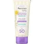 Aveeno Baby Continuous Protection Zinc Oxide Mineral Sunscreen Lotion for Sensitive Skin, Broad Spectrum SPF 50, Tear-Free, Sweat- & Water-Resistant, Paraben-Free, Non-Greasy, 7 fl. oz