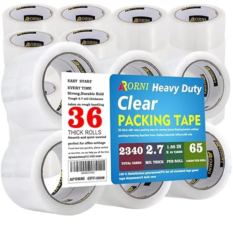 APORNI Clear Packing Tape Heavy Duty Refill Rolls Sealing Great for Packing B...