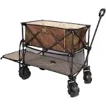 Timber Ridge 400L Large Capacity Folding Double Decker Wagon, 54" Extra Long Extender Wagon Cart, 450lbs Heavy Duty Collapsible, Steel