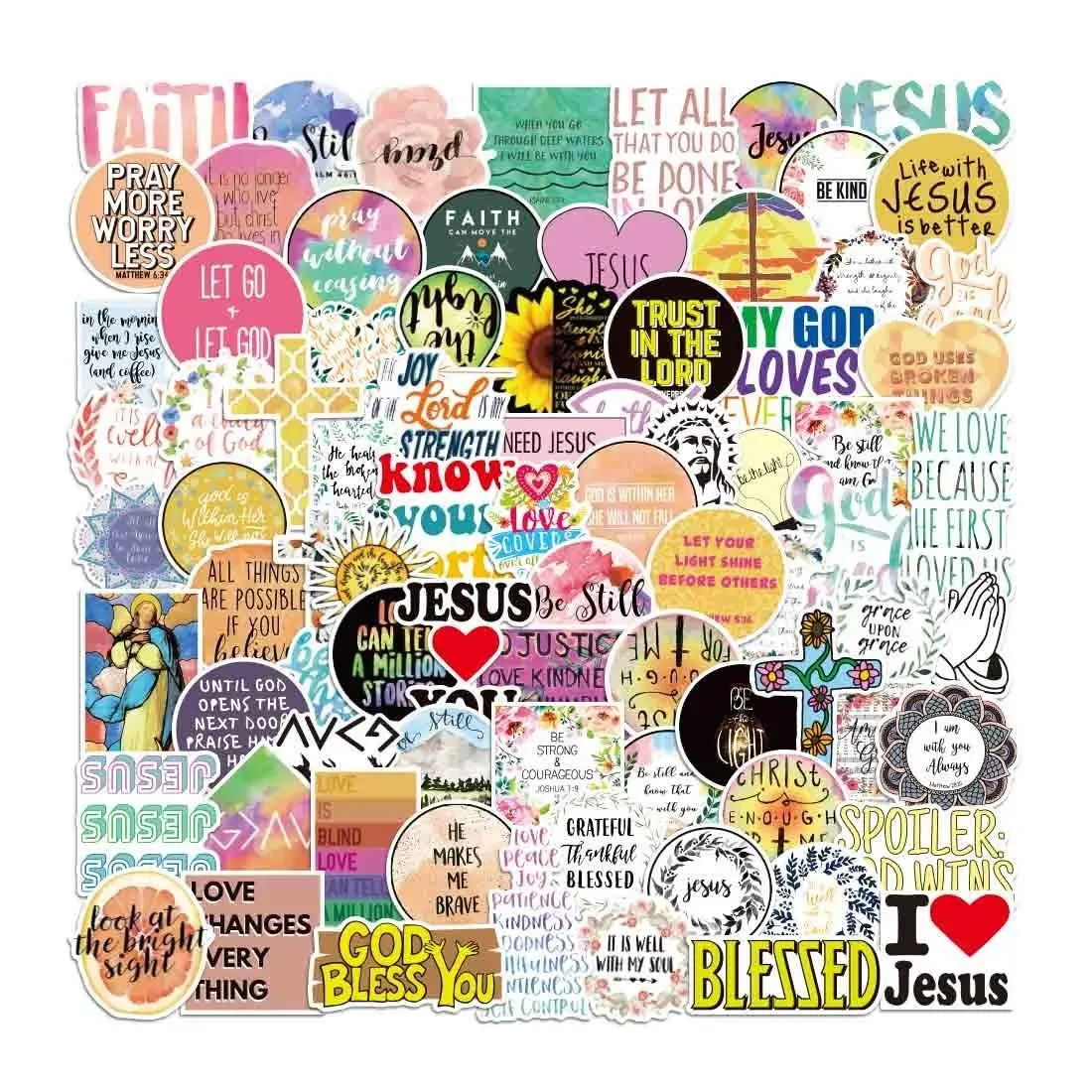 Qiyuya 100pcs Jesus Christian Stickers, Bible Verse Faith Stickers, Cross Wisdom ...