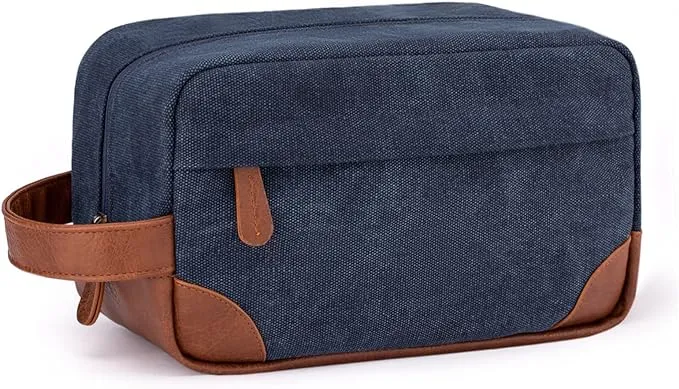 Vorspack Toiletry Bag Hanging Dopp Kit for Men Water Resistant Canvas Shaving Bag with Large Capacity for Travel - Brown