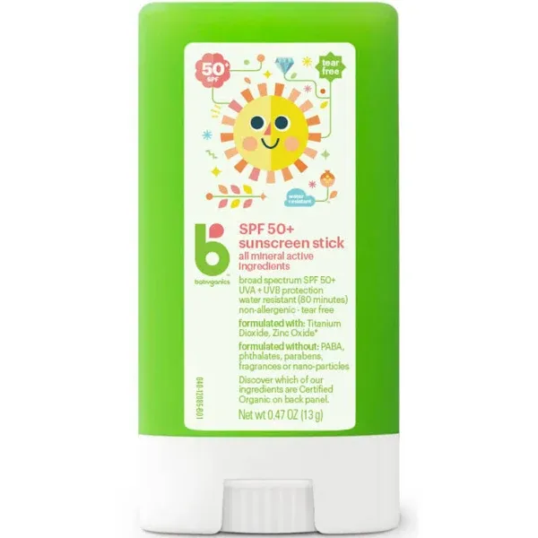 (2) Babyganics Kids SPF 50+ Sunscreen Sticks .47oz each  Exp 3/2024 (4 Total)