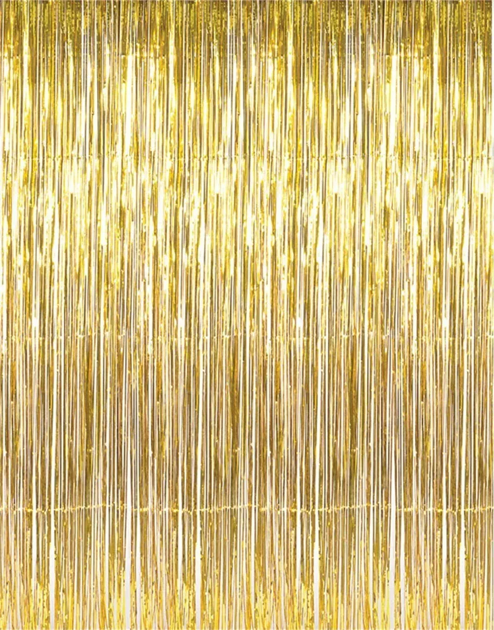 2pcs 3.2 ft x 9.8 ft Metallic Tinsel Foil Fringe Curtains for Party Photo Backdrop Wedding Decor