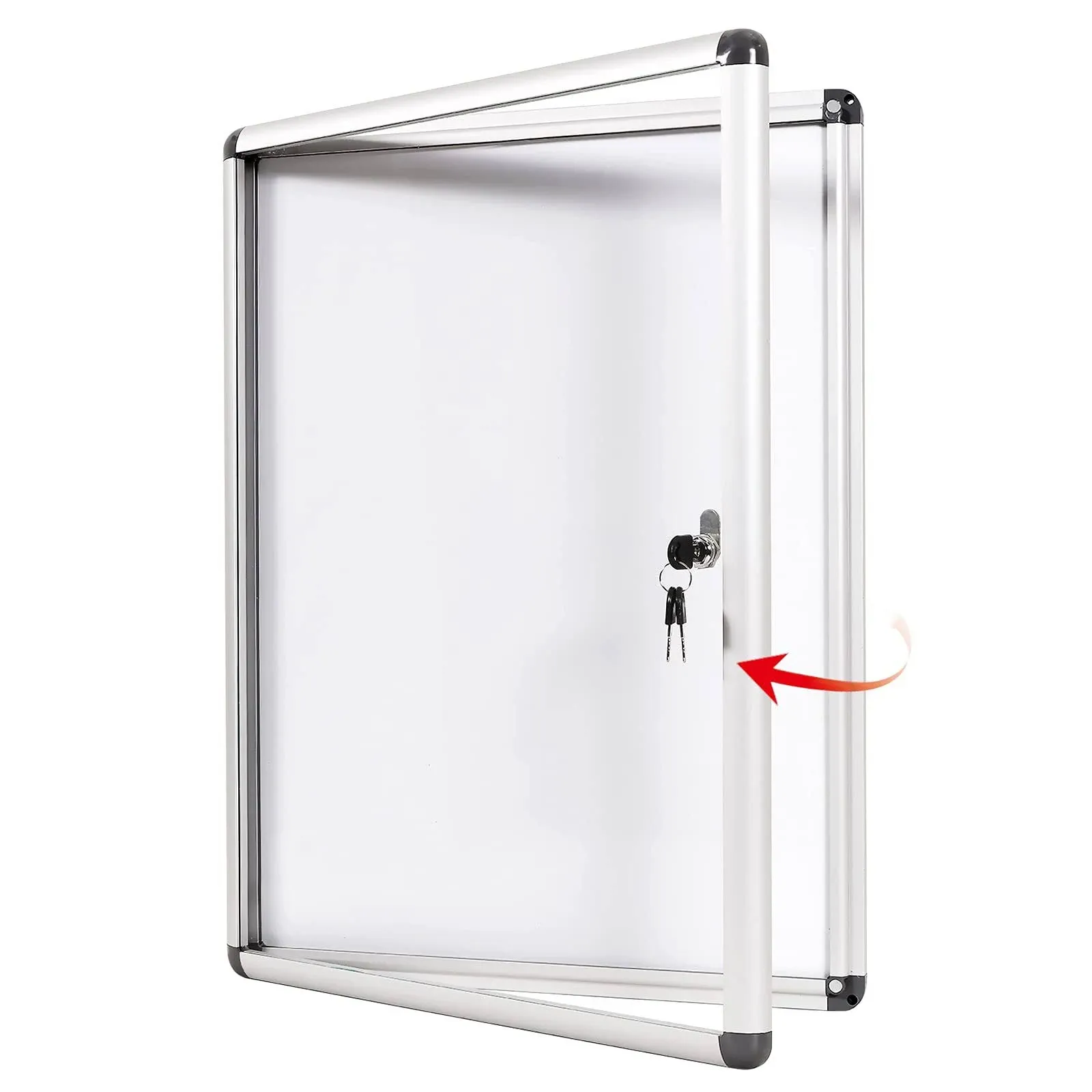 S SWANCROWN Swansea Enclosed Bulletin Board Dry Erase Noticeboard Lockable Display Boards White with Aluminium Frame 20x16inch(2xA4)