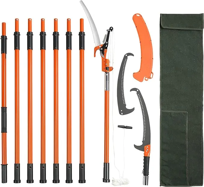 VEVOR Manual Pole Saw, 7.3-27 ft Extendable Tree Pruner