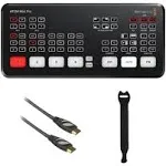 Blackmagic Design Atem Mini Pro HDMI Live Stream Switcher with 6' High-Speed HDMI Cable & 10-Pack Straps Bundle