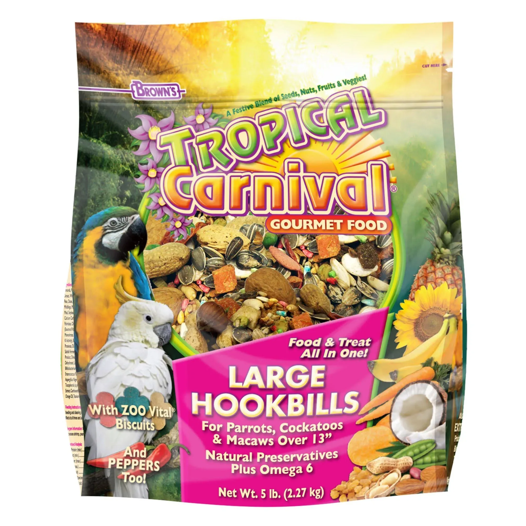 Brown's Tropical Carnival Gourmet Large Hookbill Food, 5 lbs.