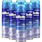 Gillette Series 3X Moisturizing Shave Gel, 6 Count, 7oz Each, Lubrication to Protect Against Irritation, Blue-White, 7 Ounce (Pack of 6)