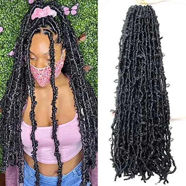 36 Inch Butterfly Locs Crochet Hair 5 Packs Long Distressed Soft Faux Locs, Croc