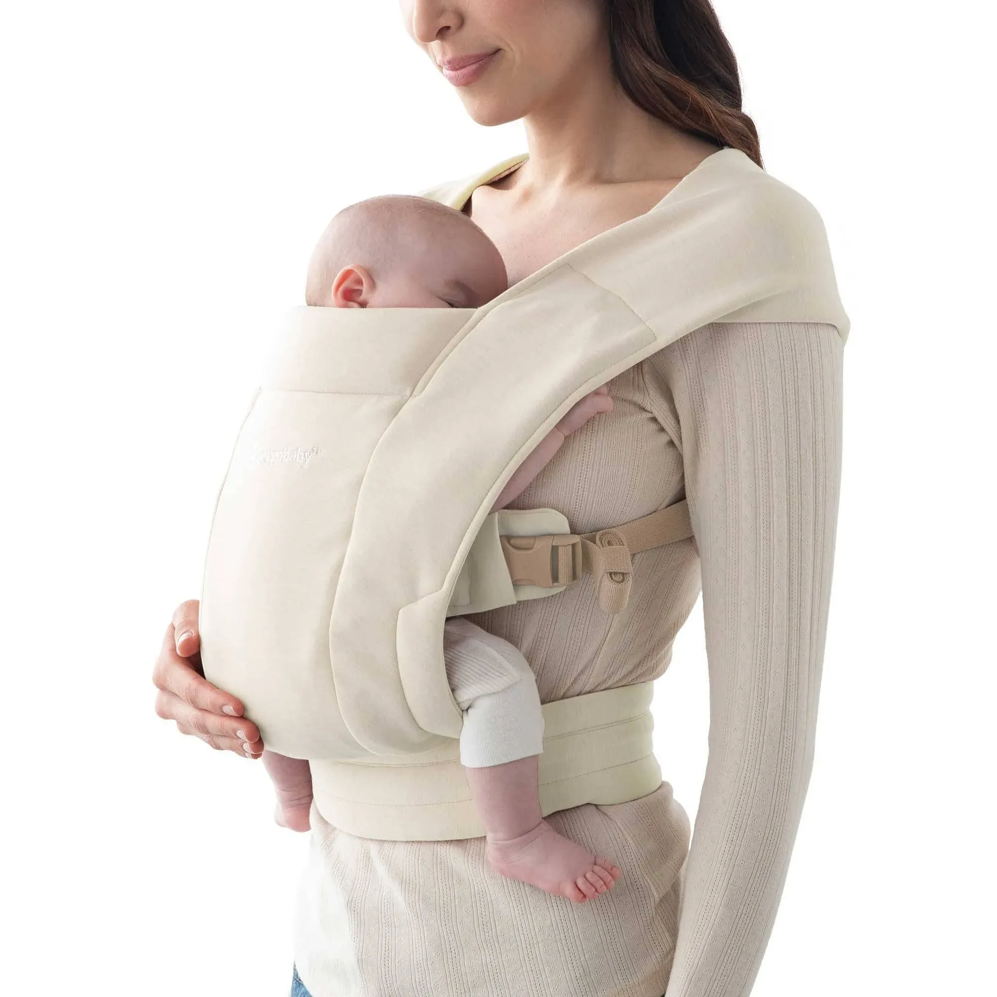 Ergobaby Embrace Cozy Newborn Essentials Baby Carrier Wrap (7-25 Pounds), Ponte Knit, Cream