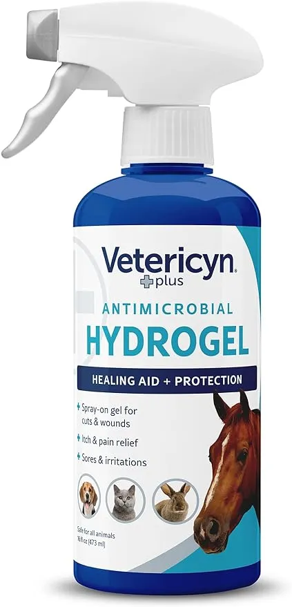 Vetericyn Plus Sprayable Hydrogel, Wound Care for Horses, Dogs, and Cats. 16-Ounce