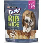 Busy Bone Rib Hide Dog Treats, 12 Count