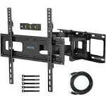 BONTEC Full Motion TV Wall Mount for 23-70 inch LED OLED OLCD UHD Flat Curved TVs, Tilt Swivel Dual Articulating 6 Arms TV Bracket Supports Up to 99lbs, Max VESA 400x400mm, Fit 8/12/16" Studs