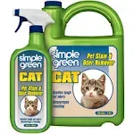 Simple Green Cat Stain & Odor Remover - Enzyme Cleaner for Cat Urine, Feces, Blood, Vomit (32 oz Sprayer & 1 Gallon Refill)