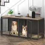 Deygia Large Dog Crate Furniture for 2 Dogs, 71.6'' Steel Frame Dog Crate with Double Doors, Heavy Sturdy Dog Kennel for Small Medium Large Dog, Indoor