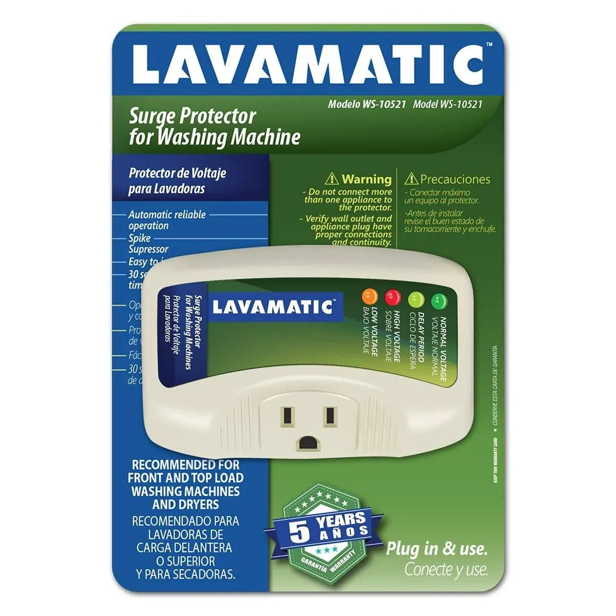 Lavamatic WS-10521 Electronic Surge Protector for Washing Machine – Front Top Load Washers