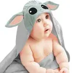 Lambs &amp; Ivy Star Wars The Child/Baby Yoda/Grogu Gray Hooded Baby Bath Towel