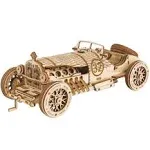 ROBOTIME Model Car Kits - Wooden 3D Puzzles - Model Cars to Build for Adults 1:16 Scale Model Grand Prix Car