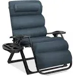 Best Choice Products Oversized Zero Gravity Chair, Folding Recliner w/ Removable Cushion, Side Tray - Graphite Blue