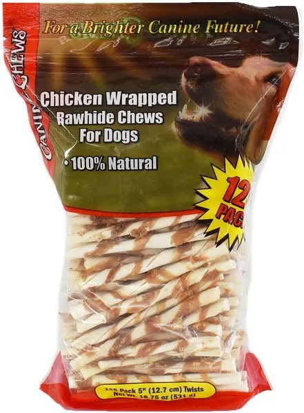 Canine Chews Chicken-Wrapped Rawhide Chews for Dogs