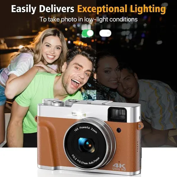  4K Digital Camera for Photography, Autofocus 48MP Vlogging YouTube with 16X 