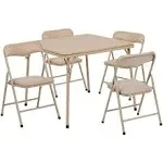 Flash Furniture Mindy Kids 5-Piece Folding Square Table and Chairs Set for Daycare and Classrooms, Children's Activity Table and Chairs Set, Tan