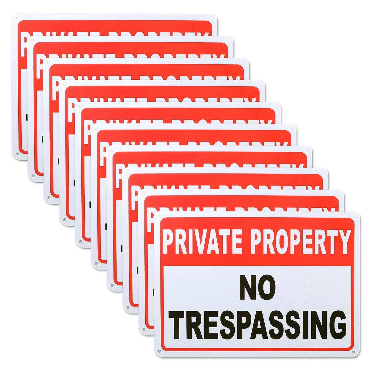 Abuff Private Property Sign 10-Pack No Trespassing Aluminum Warning Sign