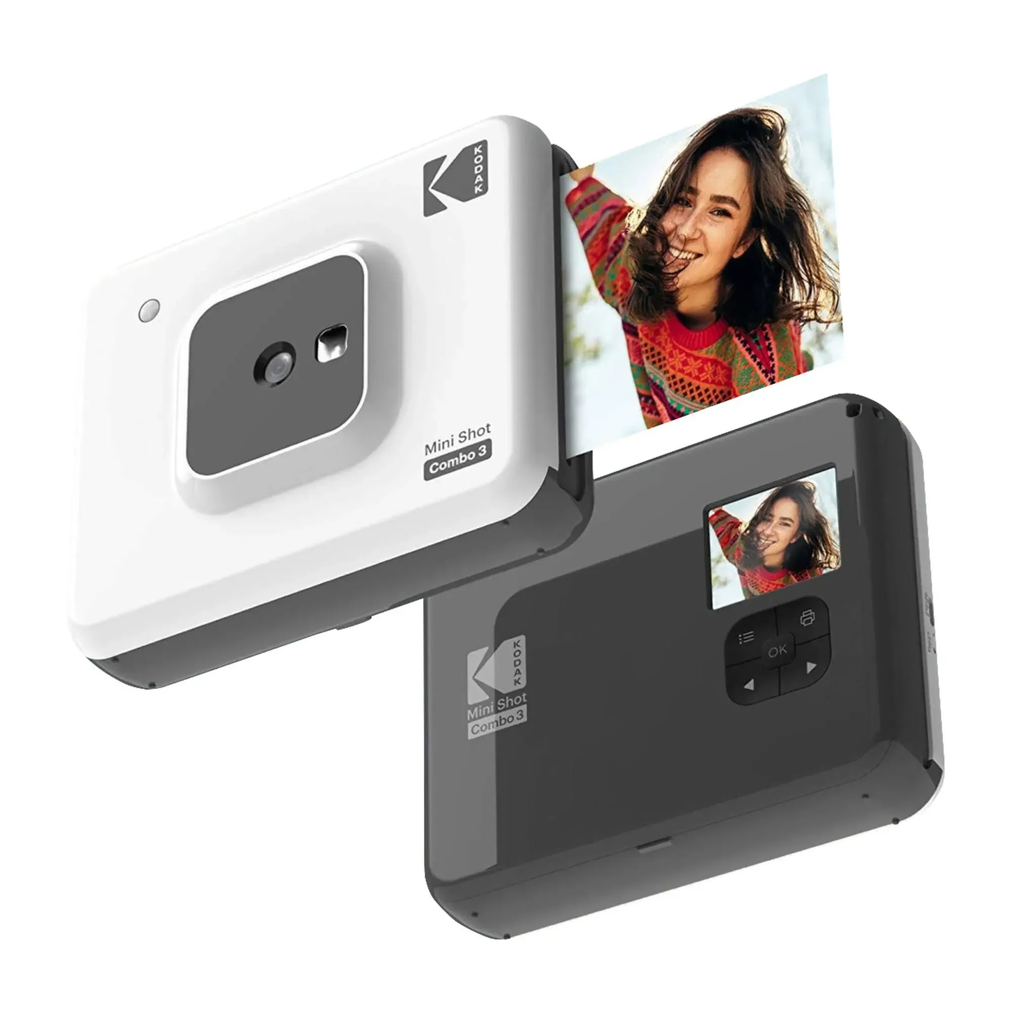 KODAK All-New Mini Shot 3 Square Instagram Size Bluetooth Instant Camera & Printer with 4PASS Technology - White