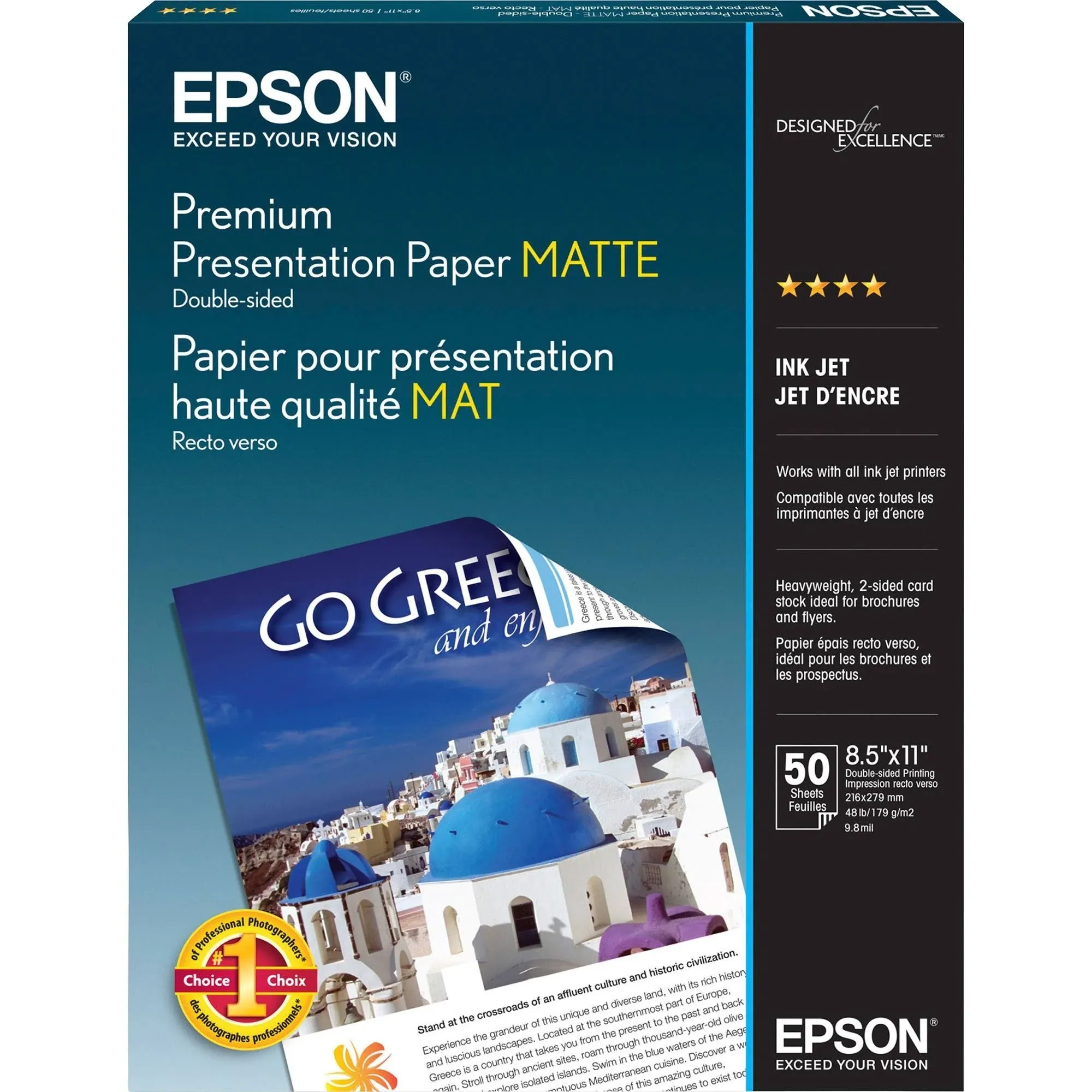 Epson Premium Presentation Paper Matte Double-Sided - 8.5x11" 50 Sheets