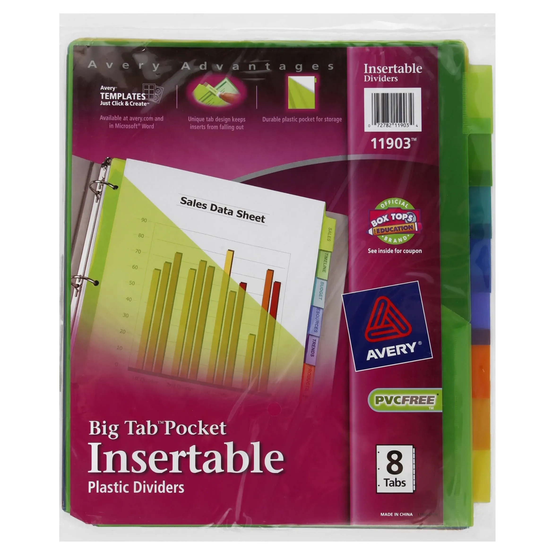 Avery 8 Big Tab Insertable Pocket Plastic Dividers