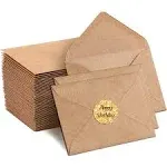 100 Pack Envelopes for Invitation- Brown Kraft Invitation Envelopes Used for Cards Used for Weddings,Invitations, Baby shower, Office (5.25 * 7.25-V flap)