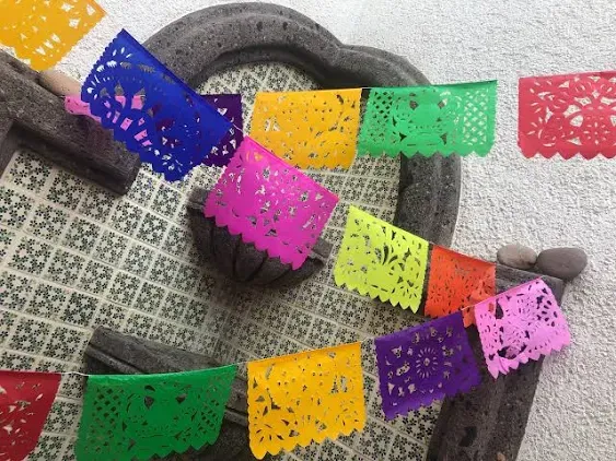 Mexican Fiesta Decorations (5 Pack) 46 Feet Mexican Papel Picado Banner Paper ...