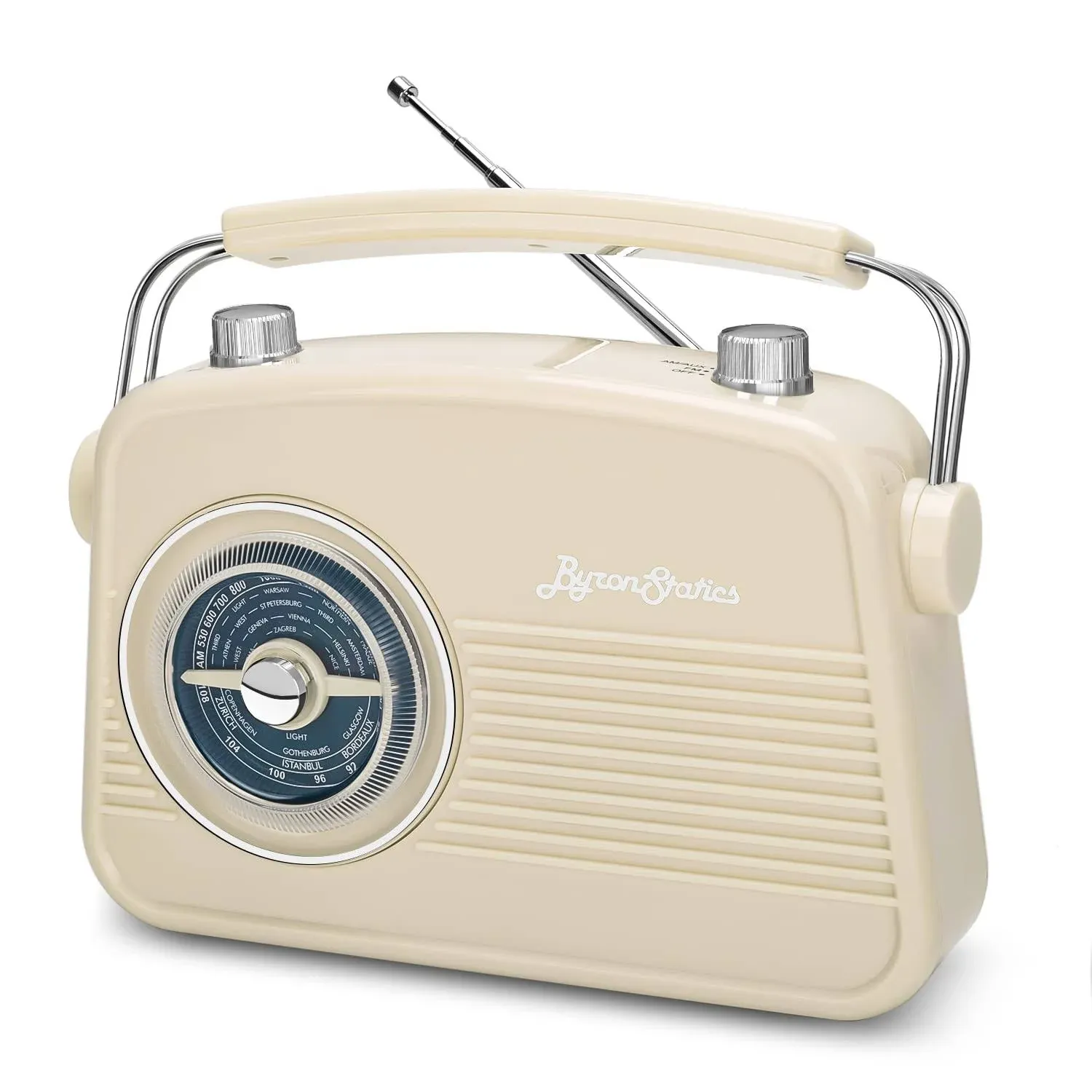 AM FM Radio - Portable Vintage/Retro Design with Large Analog Tuning Dial