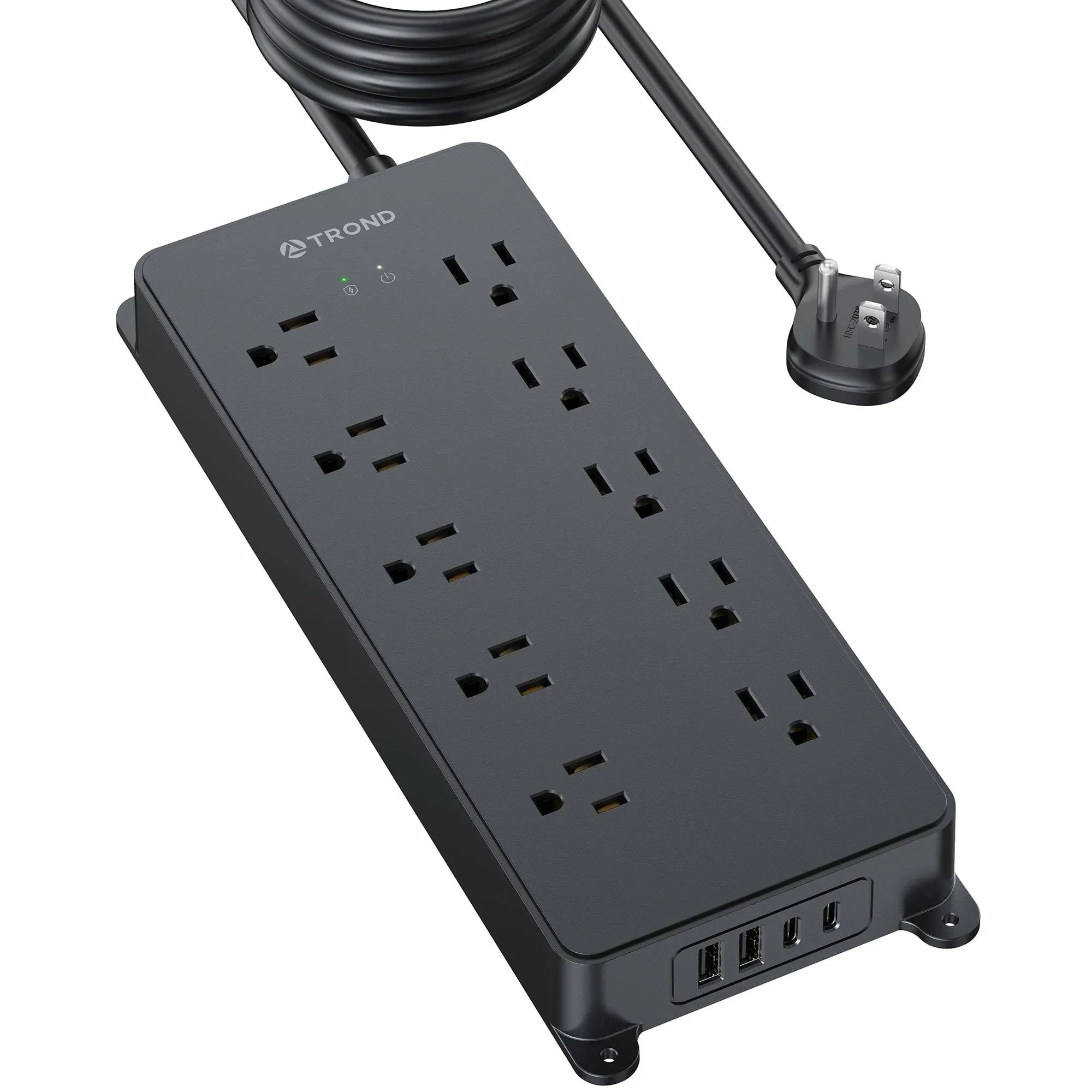 TROND Surge Protector Power Strip with USB, Ultra Thin Flat Plug Extension Cord 