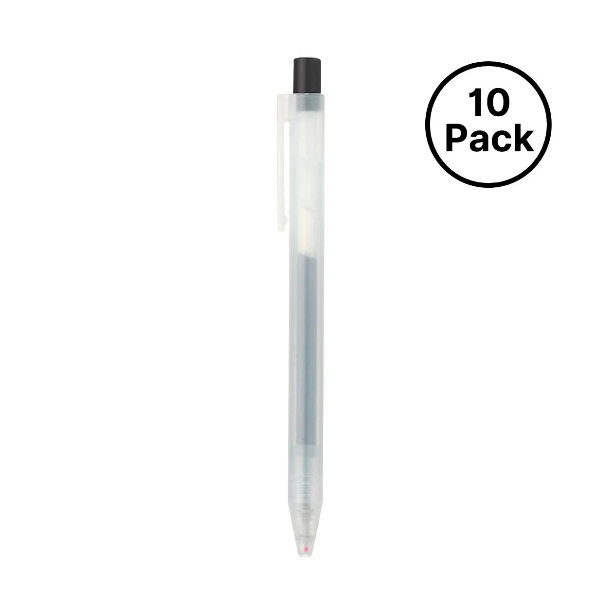 Smooth Gel Ink Ballpoint Pen Knock Type Retractable 10-Pieces Set, 0.5 mm Nib Size, Black