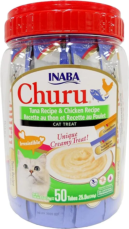 Inaba Churu Tuna and Chicken Cat Treats Variety Pack - 50ct