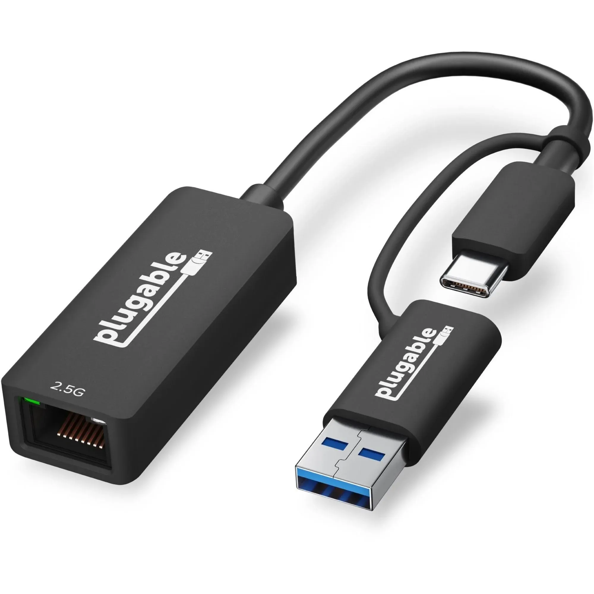 Plugable Technologies 2.5G USB C and USB to Ethernet Adapter - 2-in-1 Adapter