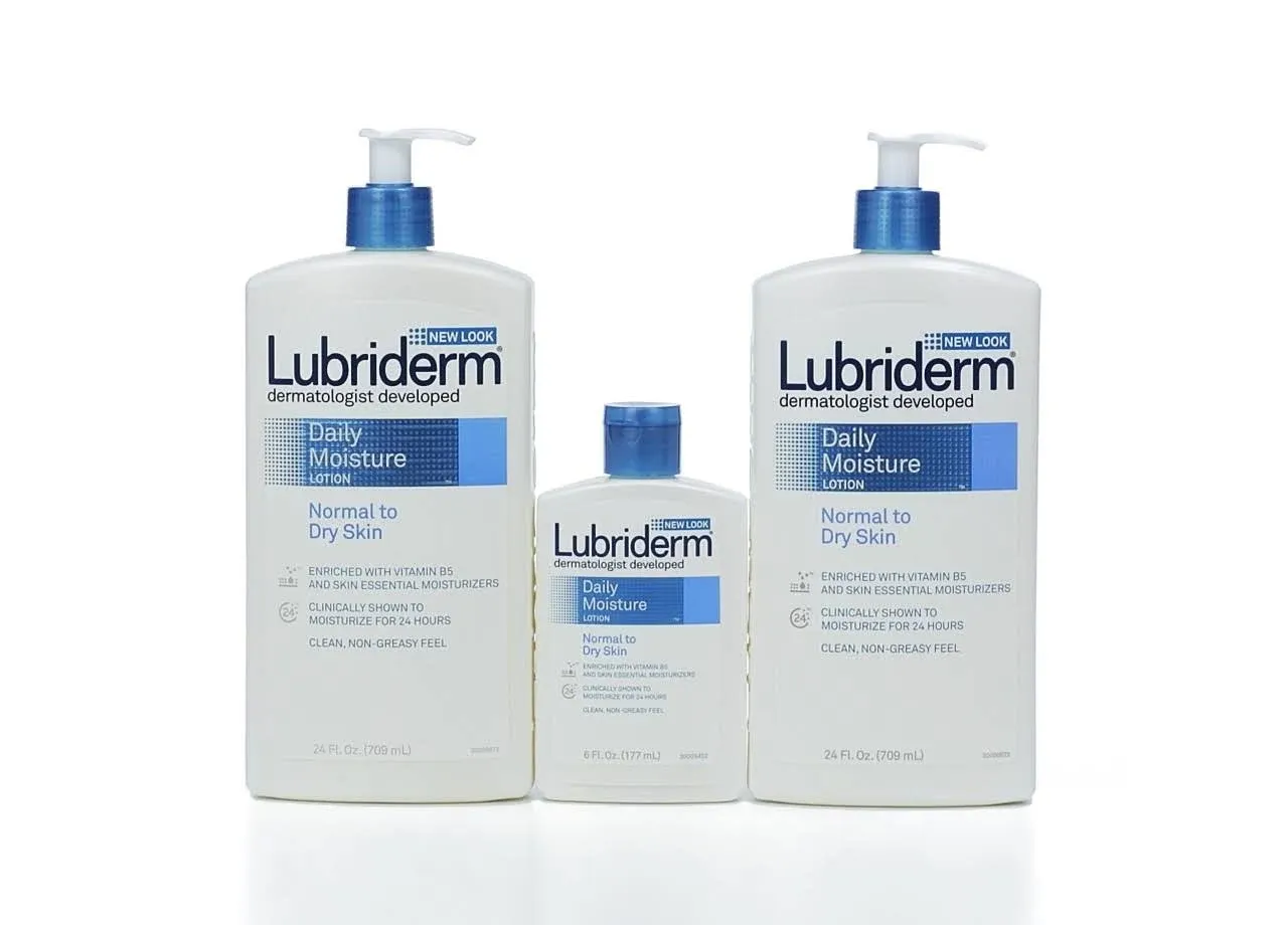 Lubriderm Daily Moisture Lotion with 6 oz Bonus Bottle - 2 pack, 24 oz bottles