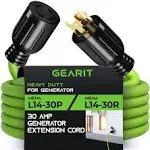 GearIT 30-Amp Generator Splitter Y Adapter Cord - NEMA L14-30P to (2) L14-30R, 4-Prong 120/250-Volt 7500W, 10 Gauge SJTW Locking