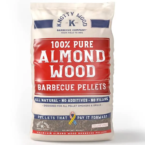 Knotty Wood Barbecue Company 100% Pure Almond Wood BBQ Pellets 20 lbs.